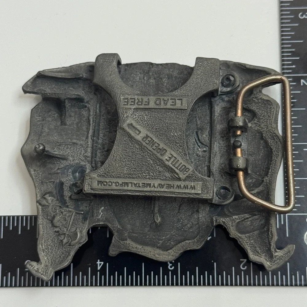 Heavy Metal Mfg Co Lead Free Bottle‎ Opener Belt Buckle Wings Ship Woman